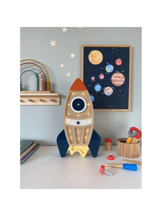 Rocket beige Handmade Wooden Kids Newborn Children's Lamp - Peekaboo