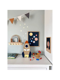 Rocket beige Handmade Wooden Kids Newborn Children's Lamp - Peekaboo