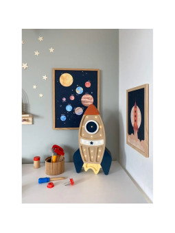 Rocket beige Handmade Wooden Kids Newborn Children's Lamp - Peekaboo
