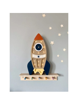 Rocket beige Handmade Wooden Kids Newborn Children's Lamp - Peekaboo