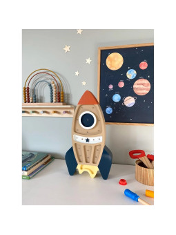 Rocket beige Handmade Wooden Kids Newborn Children's Lamp - Peekaboo