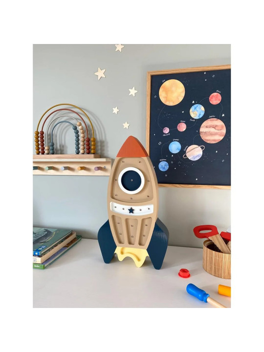 Rocket beige Handmade Wooden Kids Newborn Children's Lamp - Peekaboo