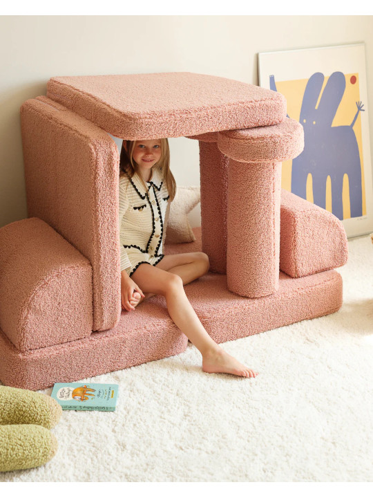 Divano per bambini in tessuto teddy rosa guava - Wigiwama