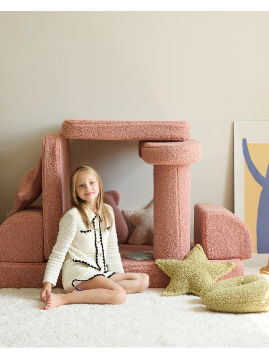 Divano per bambini in tessuto teddy rosa guava - Wigiwama