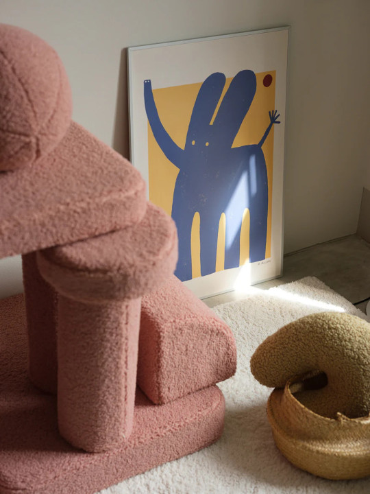 Guava pink Kids Settee in teddy fabric - Wigiwama