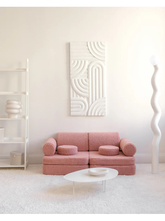 Guava pink Kids Settee in teddy fabric - Wigiwama