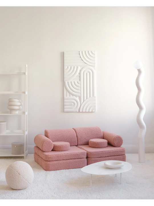 Guava pink Kids Settee in teddy fabric - Wigiwama