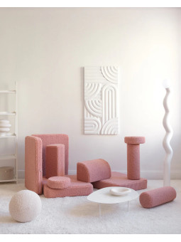 Guava pink Kids Settee in teddy fabric - Wigiwama