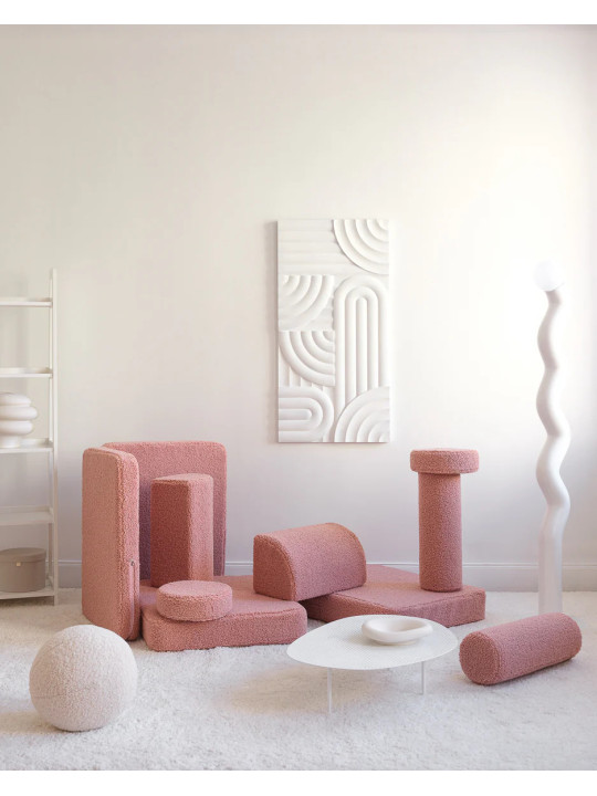 Divano per bambini in tessuto teddy rosa guava - Wigiwama