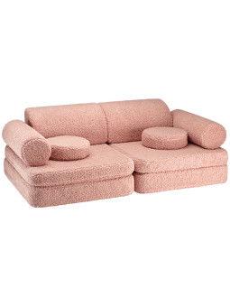 Divano per bambini in tessuto teddy rosa guava - Wigiwama
