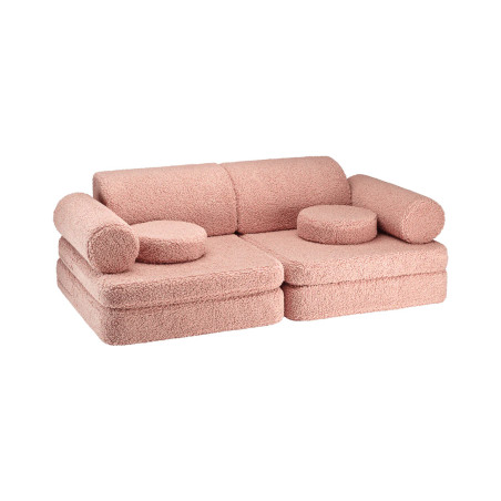 Guava pink Kids Settee in teddy fabric - Wigiwama