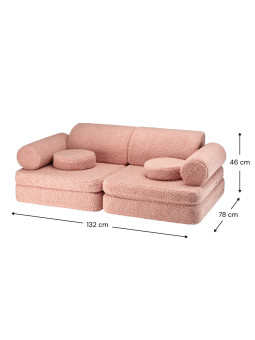 Divano per bambini in tessuto teddy rosa guava - Wigiwama