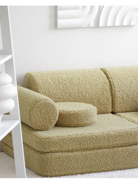 Divano per Bambini in Tessuto Teddy Verde Matcha - Wigiwama