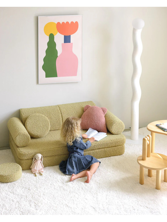 Divano per Bambini in Tessuto Teddy Verde Matcha - Wigiwama