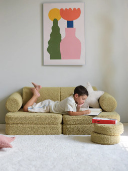 Divano per Bambini in Tessuto Teddy Verde Matcha - Wigiwama