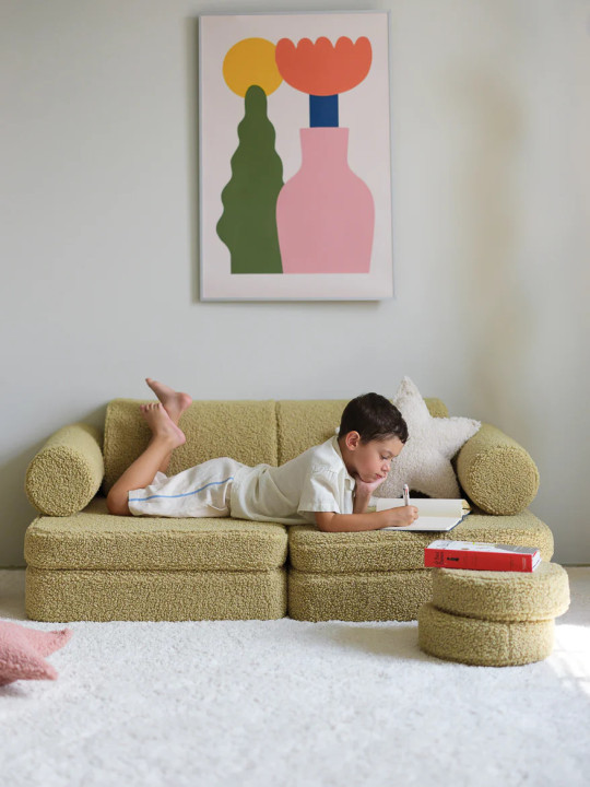 Divano per Bambini in Tessuto Teddy Verde Matcha - Wigiwama