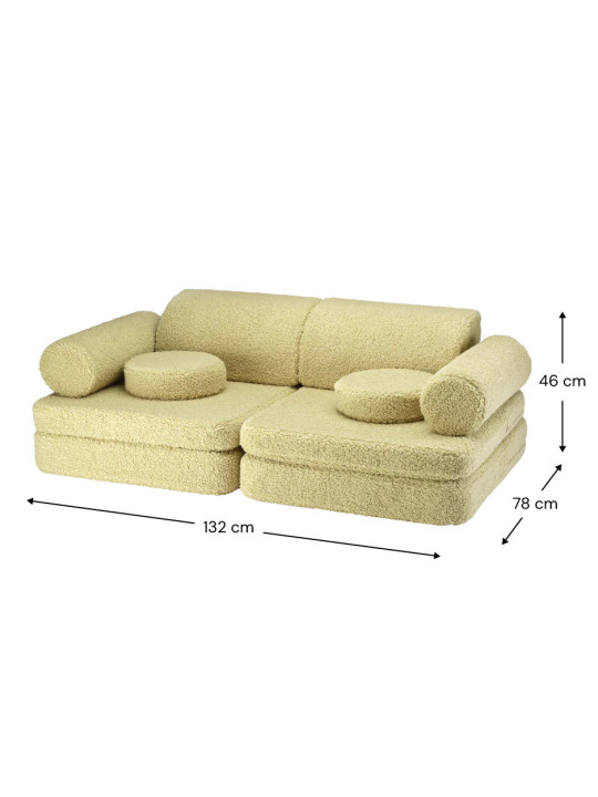 Divano per Bambini in Tessuto Teddy Verde Matcha - Wigiwama