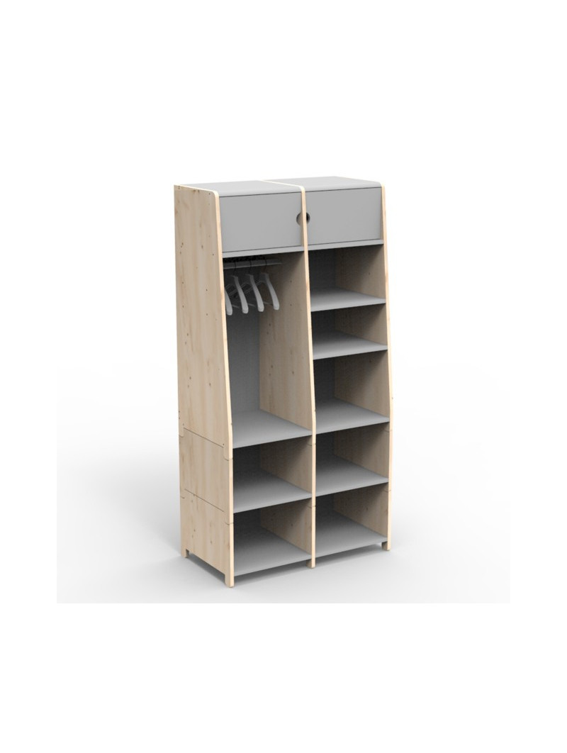 Children's Double Wardrobe + 2 Vertical Kits Asymetry - Mathy By Bols