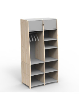 Children's Double Wardrobe + 2 Vertical Kits Asymetry - Mathy By Bols