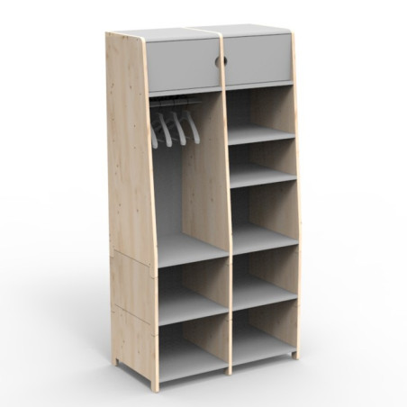 Children's Double Wardrobe + 2 Vertical Kits Asymetry - Mathy By Bols