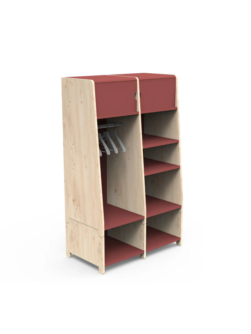 Children's Double Wardrobe + 1 Vertical Kit Asymetry - Mathy By Bols