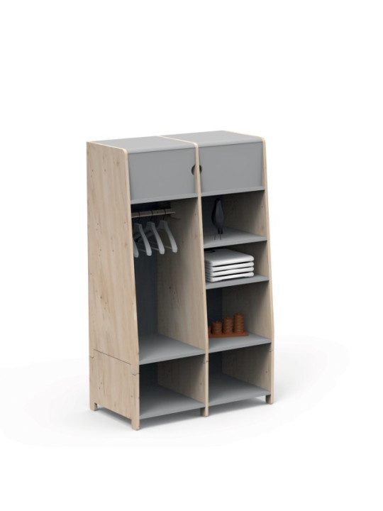 Children's Double Wardrobe + 1 Vertical Kit Asymetry - Mathy By Bols