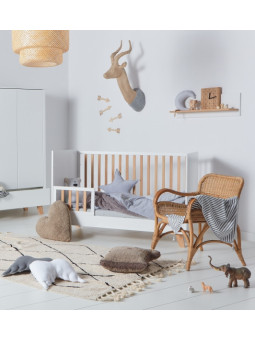 Culla / Lettino / Divanetto 70x140 Zara in Legno Bianco e Naturale - Novelies