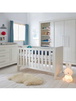 Culla con sbarre per Neonati 140x70 trasformabile in lettino in MDF Bianco o Grigio e Legno di Pino