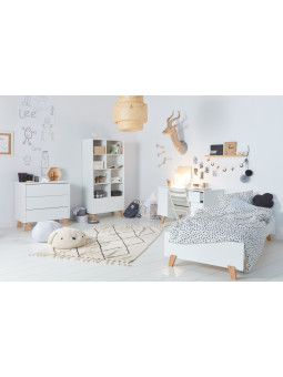 Letto Singolo 90x200 Zara in Legno Bianco e Naturale - Novelies