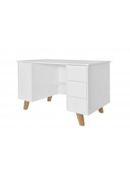 Children's Desk with Drawers Zara in White / Natural Wood - Novelies