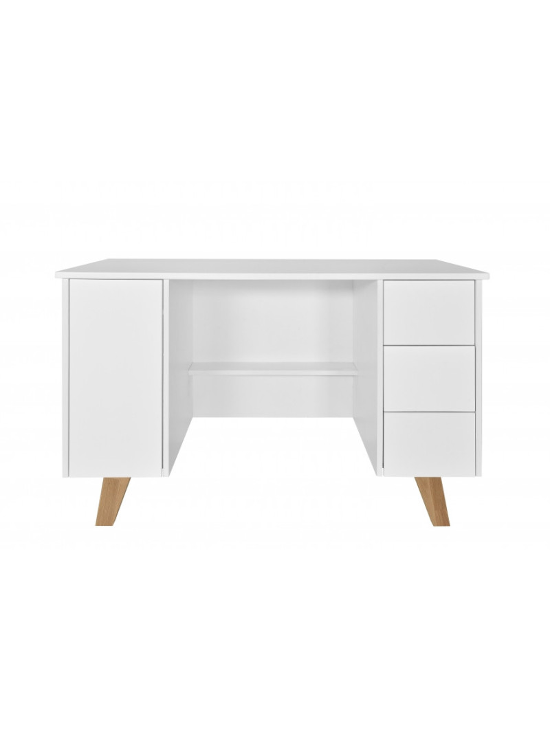 Children's Desk with Drawers Zara in White / Natural Wood - Novelies