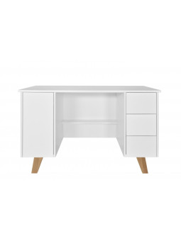 Children's Desk with Drawers Zara in White / Natural Wood - Novelies