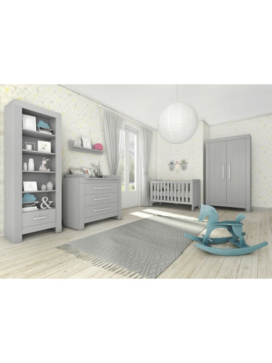 Cradle with bars for Babies 120x60 in White or Gray MDF and Pine Wood - Available with pull-out drawer