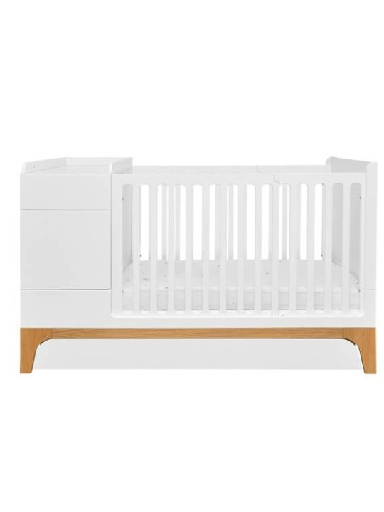 Culla 70x120 estendibile a 70x160 + scrivania UP! bianca per bambini - BellAmy