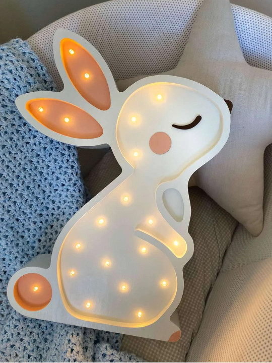 White Bunny Handmade Wooden Children's Lamp - Peekaboo