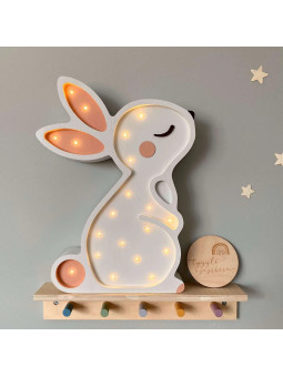 White Bunny Handmade Wooden Children's Lamp - Peekaboo