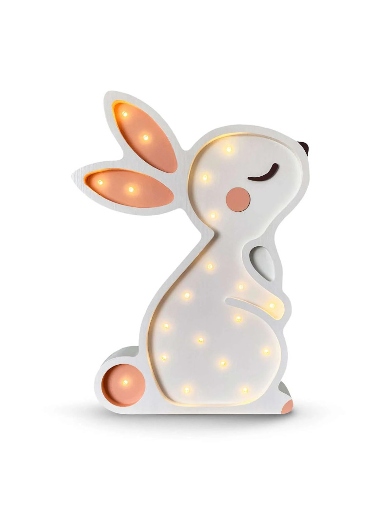 White Bunny Handmade Wooden Children's Lamp - Peekaboo