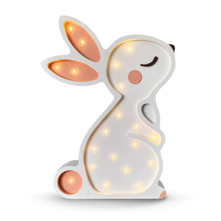 Lampada Notturna in Legno Bunny Coniglio Bianco per Camerette Bambini - Peekaboo