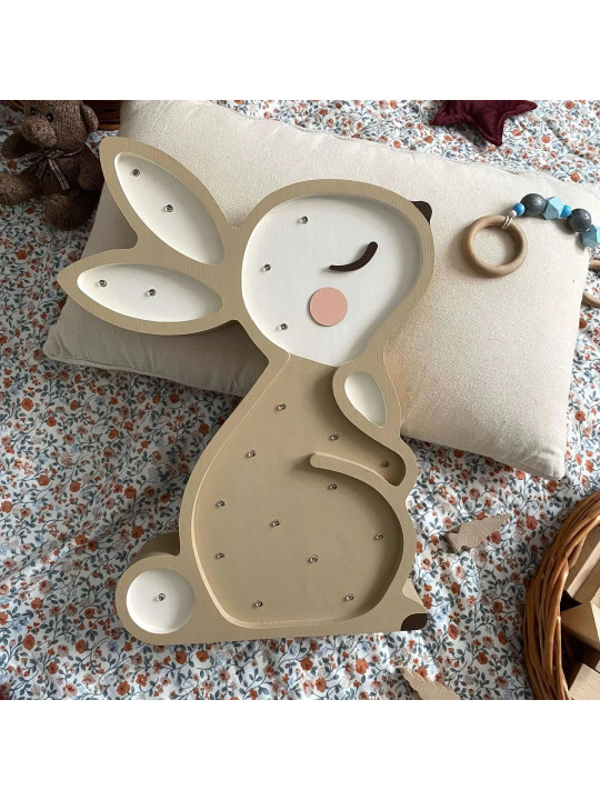 Lampada in Legno Bunny Coniglio Beige - Peekaboo