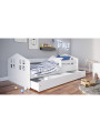 Single bed for children with house-shaped headboards available in 3 sizes white wooden mattress Kacper by Kocot Kids