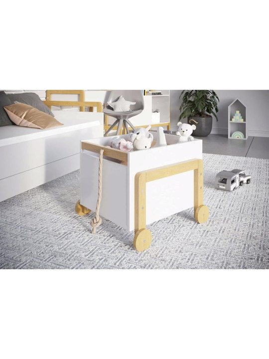 Baule Portagiochi Victor in Legno Bianco - Kocot Kids