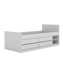 Lettino singolo per bambini 90x200 cm con ripiani e cassetti per spazio extra Leon by Kocot Kids