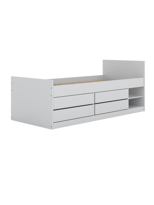 Lettino singolo per bambini 90x200 cm con ripiani e cassetti per spazio extra Leon by Kocot Kids