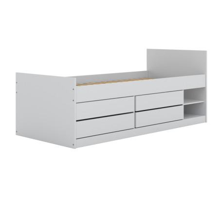 Single bed for children 90x200 cm with shelves and drawers for extra space Leon by Kocot Kids
