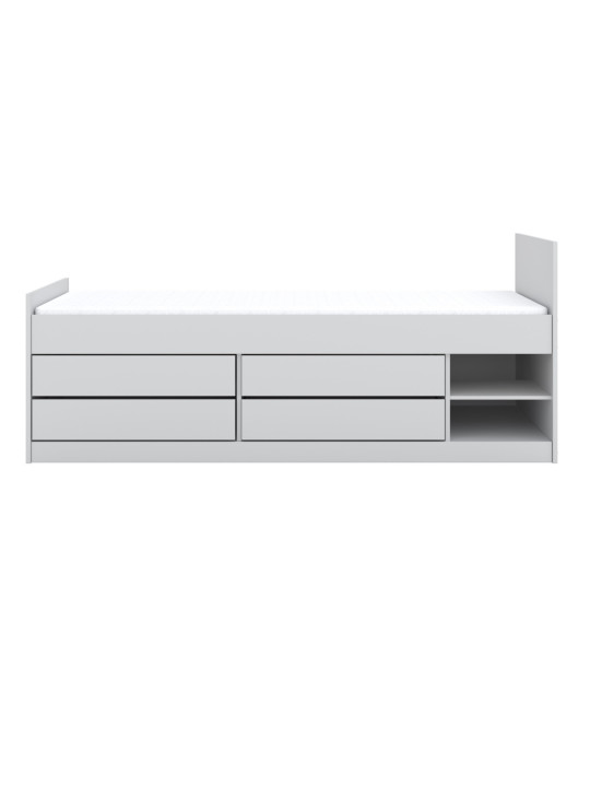 Single bed for children 90x200 cm with shelves and drawers for extra space Leon by Kocot Kids