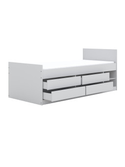 Single bed for children 90x200 cm with shelves and drawers for extra space Leon by Kocot Kids