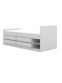 Lettino singolo per bambini 90x200 cm con ripiani e cassetti per spazio extra Leon by Kocot Kids
