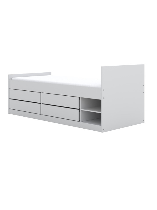 Lettino singolo per bambini 90x200 cm con ripiani e cassetti per spazio extra Leon by Kocot Kids