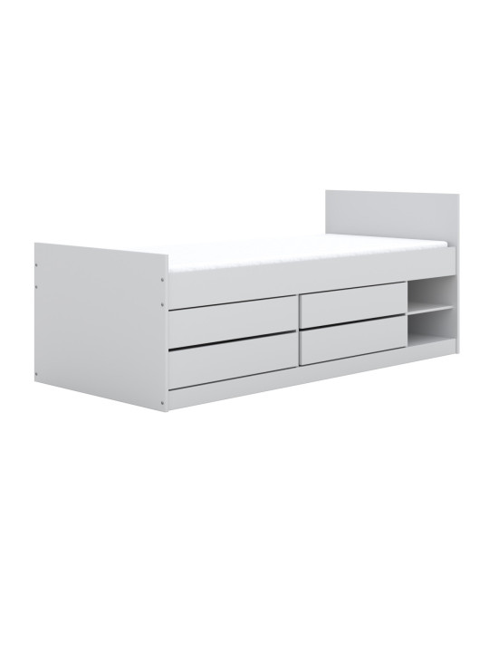 Lettino singolo per bambini 90x200 cm con ripiani e cassetti per spazio extra Leon by Kocot Kids