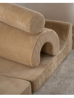 Flipster by Wigiwama Kids Foam Modular Sofa Set with Removable Cover in Brown Corduroy Biscuit
